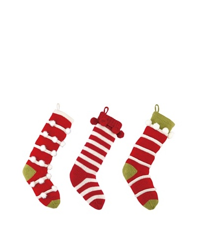 Set of 3 Holiday Knit Stockings