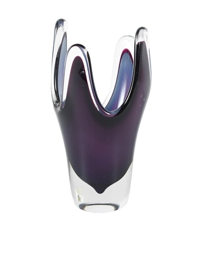 Vintage Reijmy Art Glass Vase, Purple/Clear