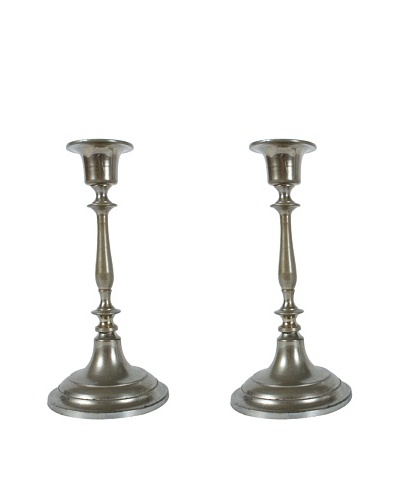 Pair of Jonkoping Nickel-Plate Candlesticks, Silver