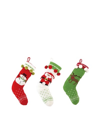 Set of 3 Holiday Knit Stockings