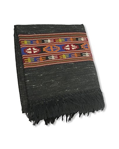 Kullu Hand-Loomed Throw, Black/Red/Blue