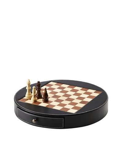 Leather and Wood Chess Set, Black