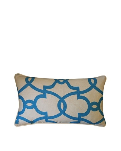 Dean Throw Pillow, Cream/Turquoise