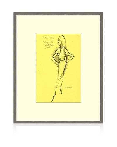 Print of Cardin Women’s Fashion Sketch Circa 1968