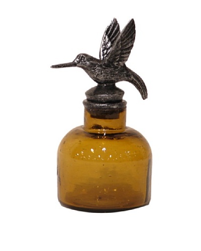 Bird Bottle Amber Hummingbird