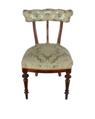 Late 1800's Parlor Chair, Brown/Green/Gold