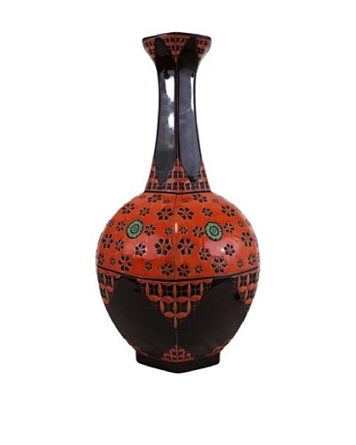 Almas Vase, Black/Red-Orange