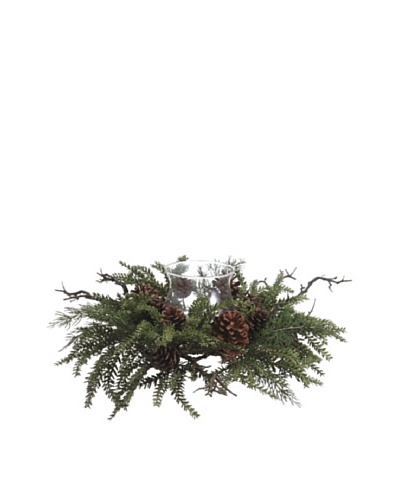 Pinecone, Twig & Pine Candle Ring with Glass Candleholder