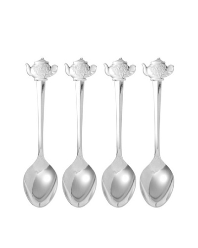 Set of 4 Silver Plated Teapot Demitasse Spoons