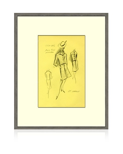 Print of St Laurent Women's Fashion Sketch Circa 1968