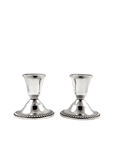 Vintage Sterling Silver Short Candlestick Holders, c.1940s