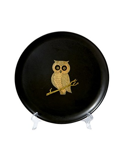 1960s Couroc Inlaid Round Owl Tray