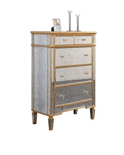 Florentine 5-Drawer Cabinet, Gold Leaf/Antique Mirror