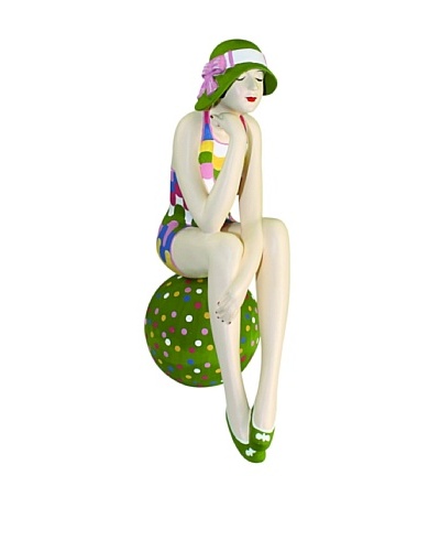 Large Resin Beach Beauty in Spring Check Swimsuit on Polka Dot Ball