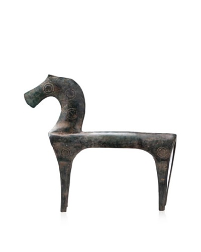 Primitive Horse Sculpture, Bronze/Green