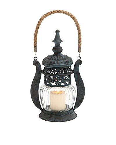 Metal Glass Jute Lantern