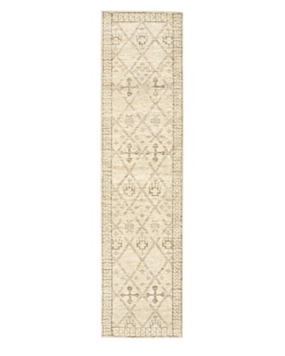 Hand-Knotted Mystique Gabbeh Wool Rug, Cream, 2' 5 x 9' 1