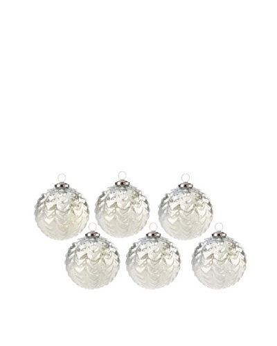 Set of 6 Drip Design Glass Ball Ornaments