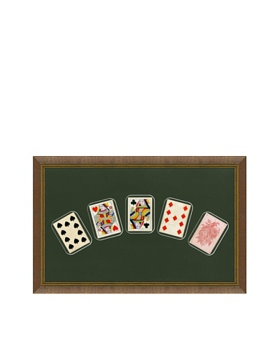 Framed Set of 5 Antique Playing Cards