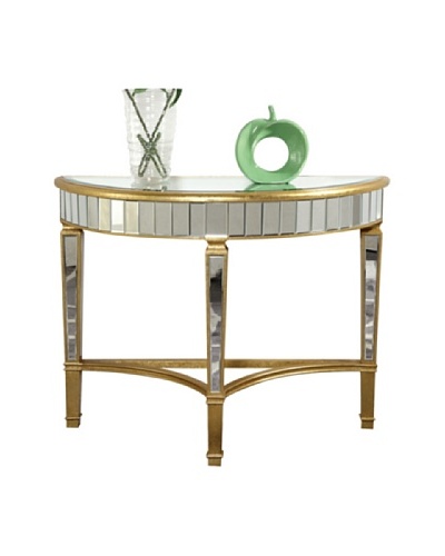 Florentine Half Moon Table, Gold Leaf/Clear Mirror