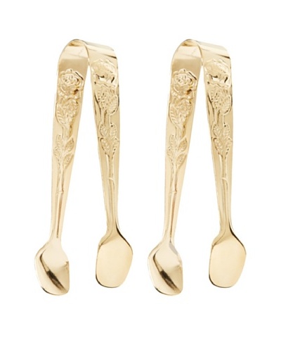 Set of 2 Gold Plated Rose Sugar Tongs