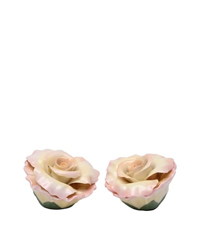 Porcelain Peace Rose Salt & Pepper Shaker Set