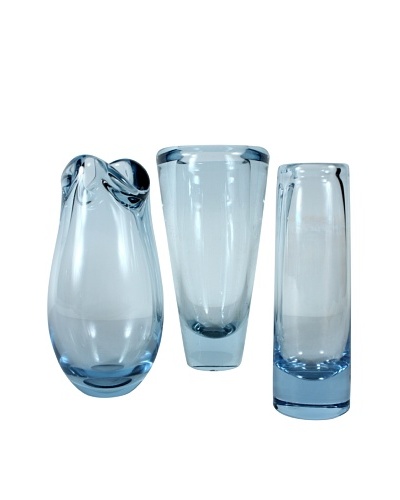 Set of 3 Holmegaard Mid-Century Vases, Blue