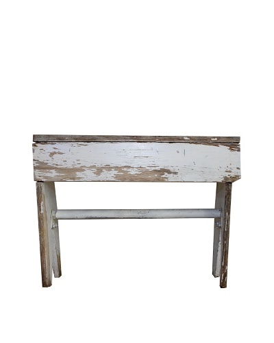 Vintage Distressed Painted Wood Bench, c.1950s