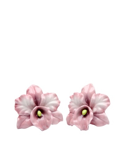 Porcelain Pink Orchid Salt & Pepper Shaker Set