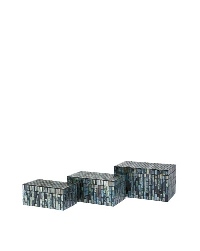 Set Of 3 Aramis Mosaic Boxes, Black/Blue