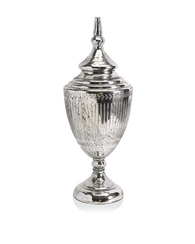 Laurel Mercury Glass Lidded Urn