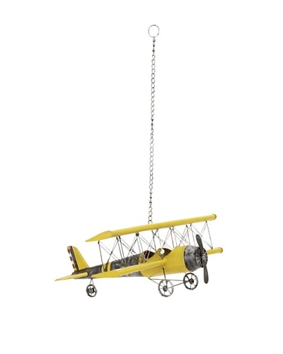 Suspended Vintage-Inspired Model Airplane with Metal Frame