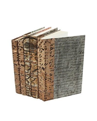 Set of 5 Document Collection Books, Gold/Silver/Metallic