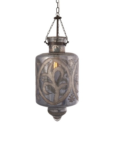 Badan Etched Glass Pendant Light, Smoky Blue