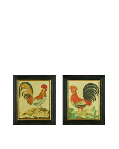 Set of Two Framed Reproduction Rooster Prints