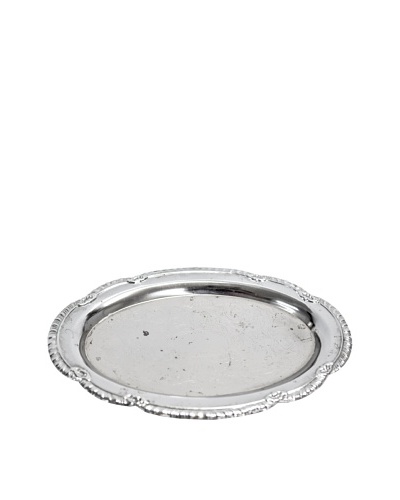 Vintage Silver Lattice Design Round Serving Tray, c.1960s