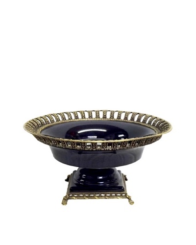 Solid Black Round Footed Ormolu Bowl