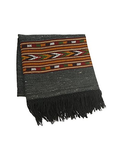 Kullu Hand-Loomed Throw, Charcoal/Orange/Green