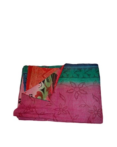 Vintage Navneet Kantha Throw, Multi, 60 x 90