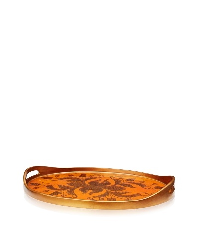 Reverse-Painted Glass Oval Tray, Melon