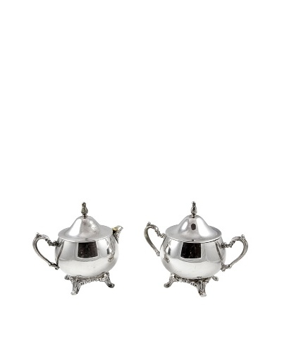 Vintage Silver Sugar & Creamer Set with Trophy-Style Handles, c.1920s