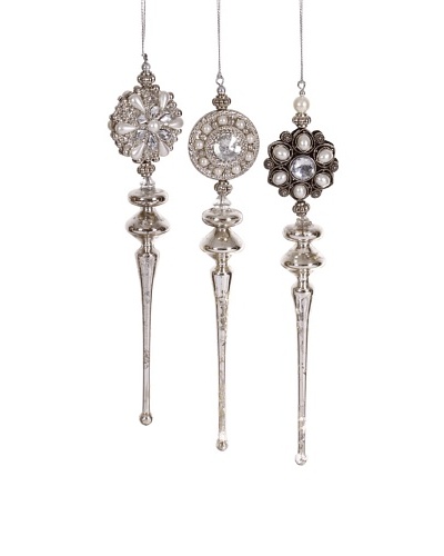 Set of 3 Gem Finial Ornaments