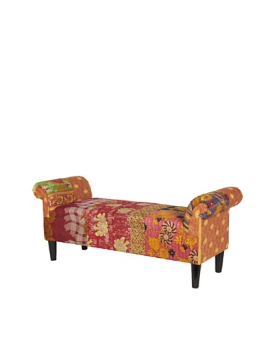 One of a Kind Kantha Roll Arm Bench, MultiAs You See