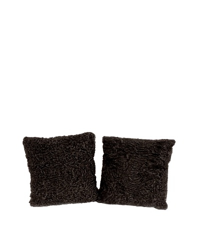 Pair of Upcycled Lambswool Pillows, Black, 14″ x 14″