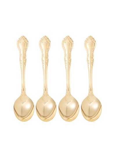 Set of 4 Gold Plated Traditional Demitasse Spoons