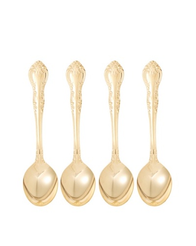 Set of 4 Gold Plated Traditional Demitasse Spoons