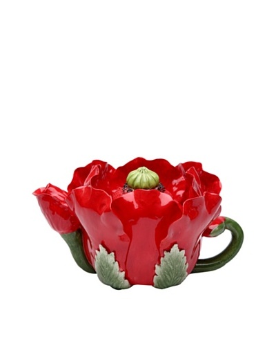 Ceramic Red Poppy Teapot