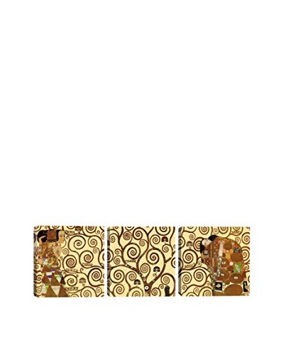 Gustav Klimt The Tree Of Life (Panoramic) 3-Piece Canvas Print