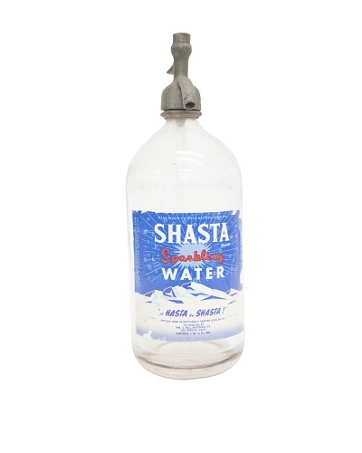 Vintage Circa 1950’s “Shasta Water” Glass Seltzer Bottle with Top