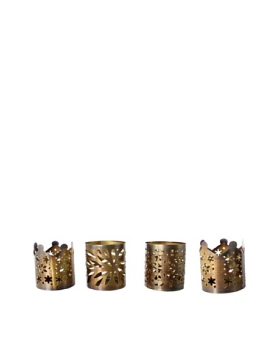 Set of 4 Tea Light Holders, Brass